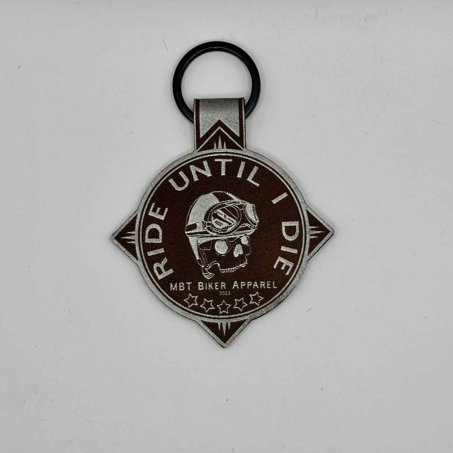 "Ride Until I Die" Laser Engraved Leather Keychain - Custom Motorcycle Keychain by Made by Tank