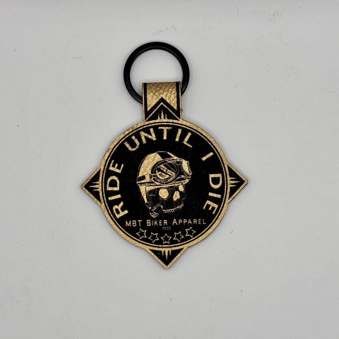 "Ride Until I Die" Laser Engraved Leather Keychain - Custom Motorcycle Keychain by Made by Tank