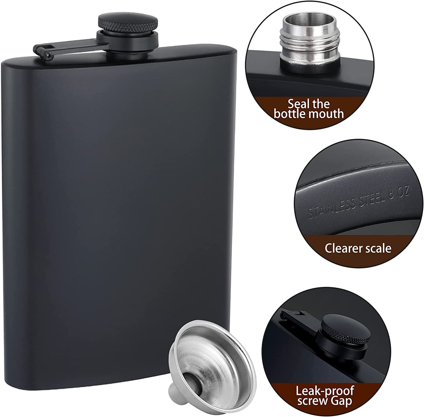 Personalized 8oz Black Steel Flask - Custom Engraved