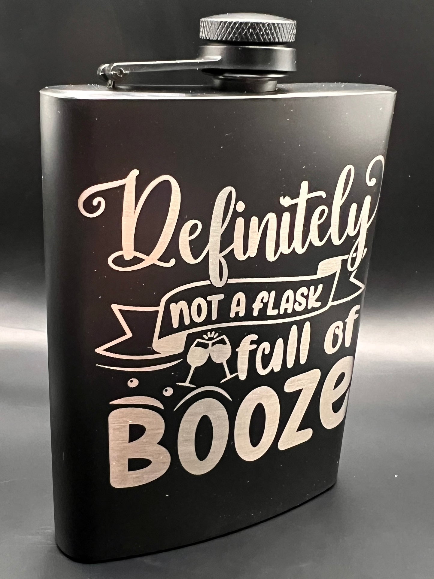 Personalized 8oz Black Steel Flask - Custom Engraved