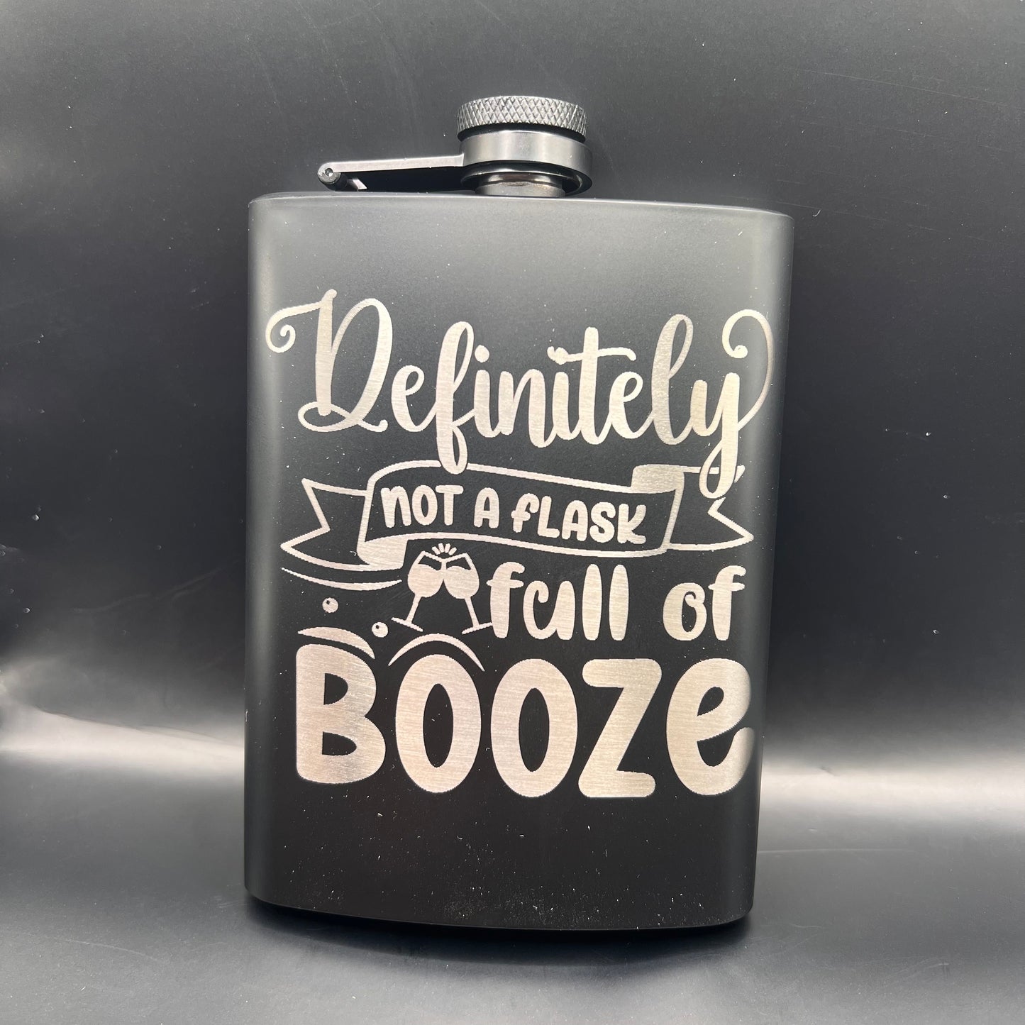 Personalized 8oz Black Steel Flask - Custom Engraved