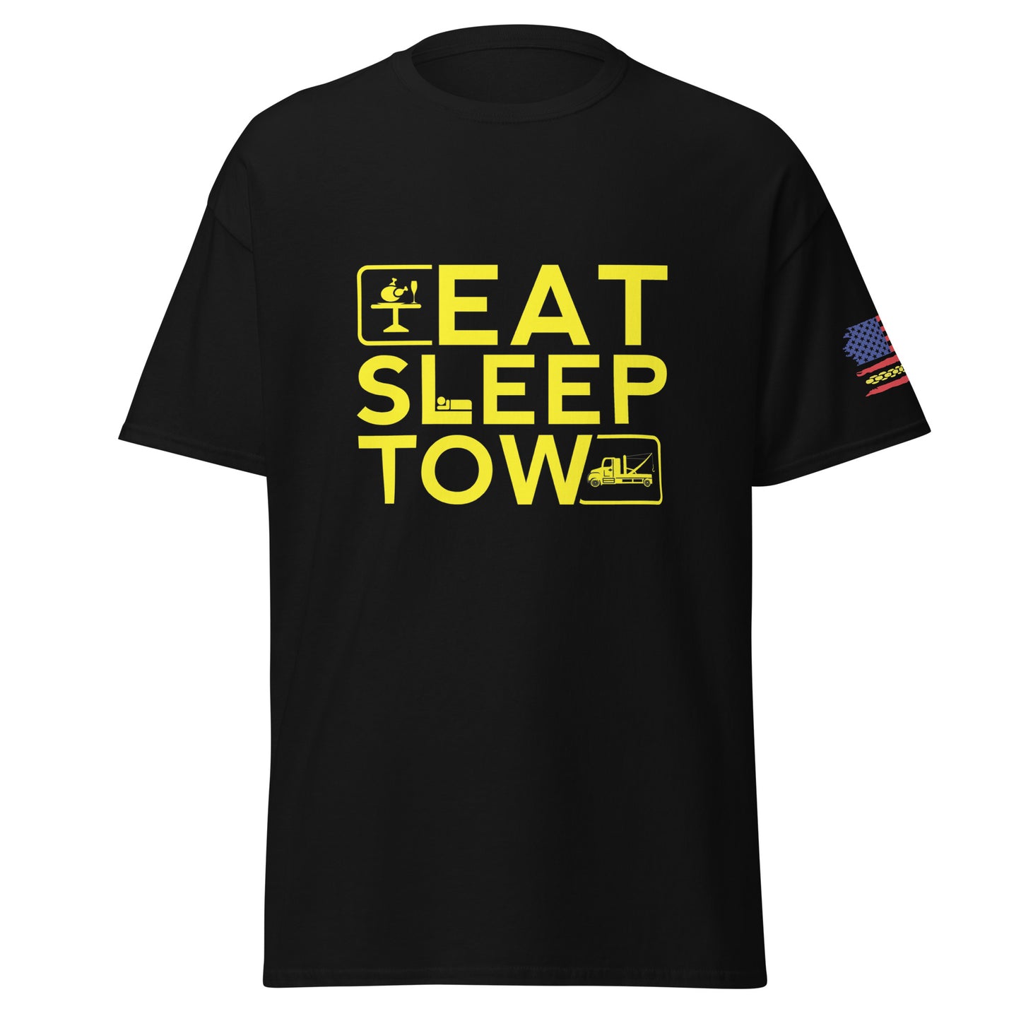 Eat, Sleep, Tow T-Shirt - Bold Yellow Design - Thin Yellow Line Collection