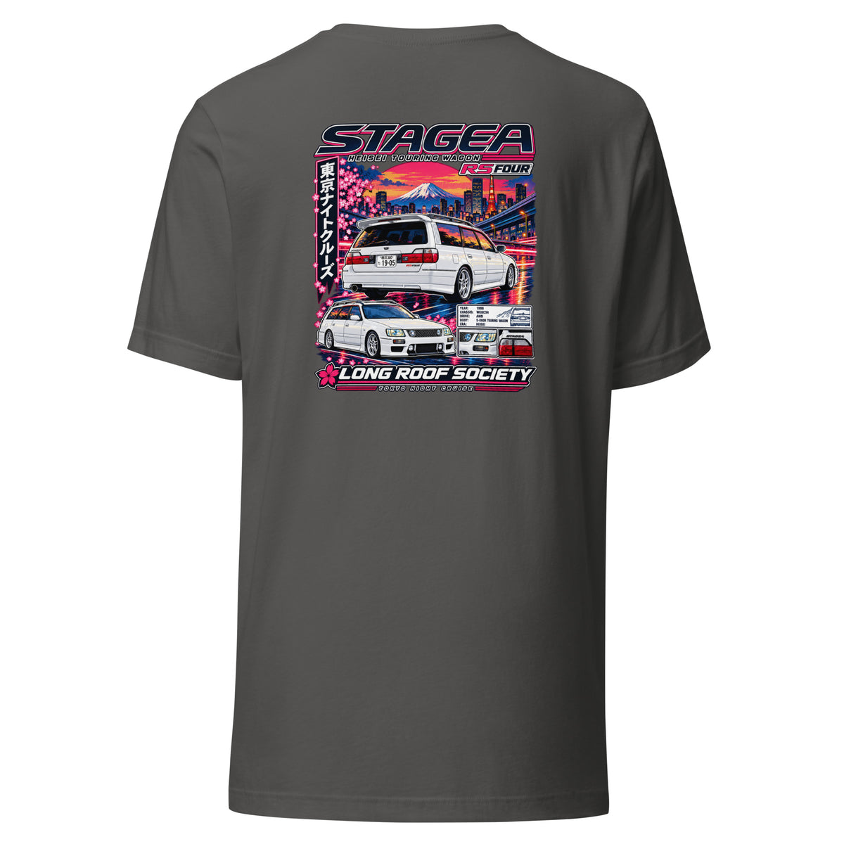 Nissan Stagea Shirt – Tokyo Night Cruise JDM Wagon Tee — back view