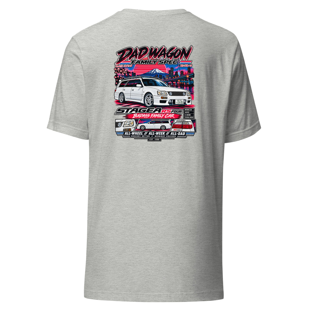 Nissan Stagea Dad Wagon Shirt – JDM RS Four Family Car Tee — back view