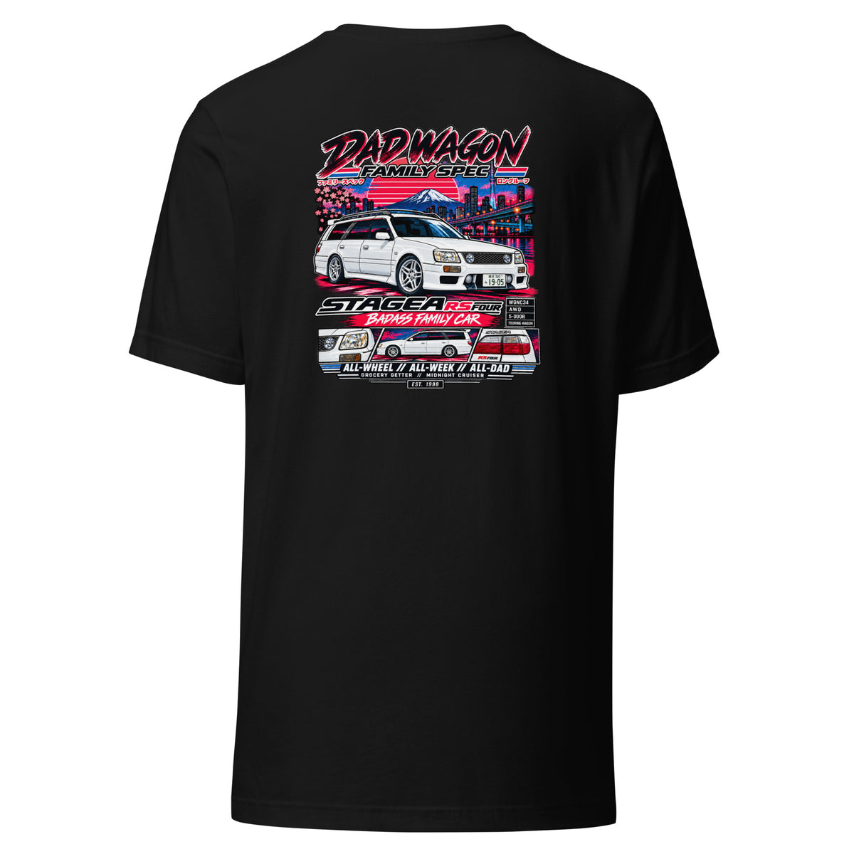 Nissan Stagea Dad Wagon Shirt – JDM RS Four Family Car Tee — back view