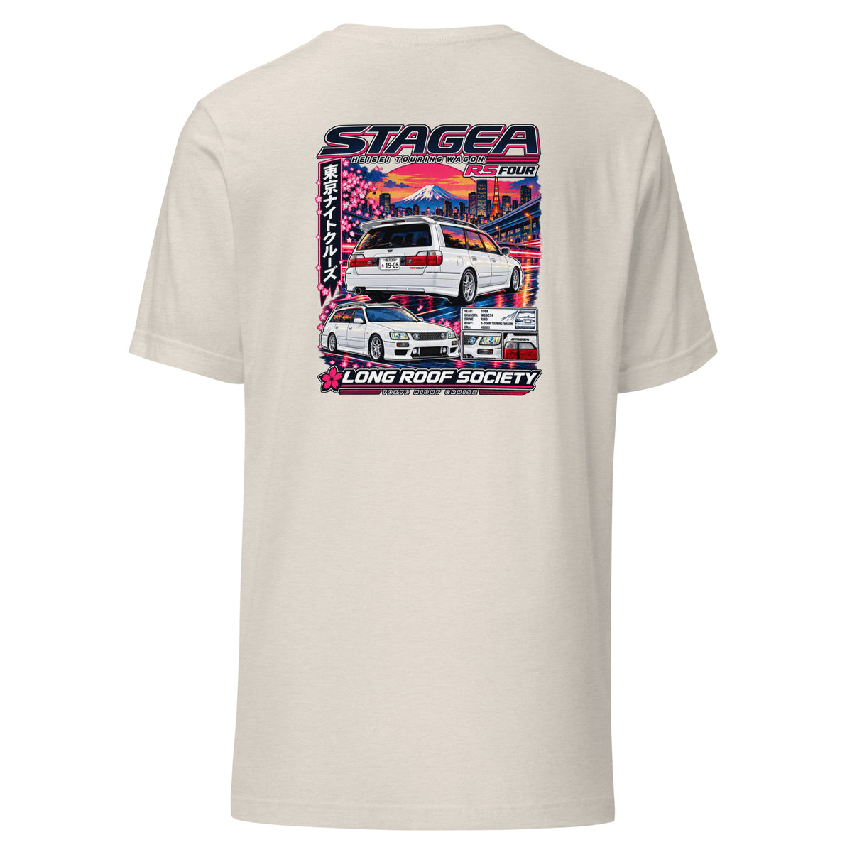 Nissan Stagea Shirt – Tokyo Night Cruise JDM Wagon Tee — back view