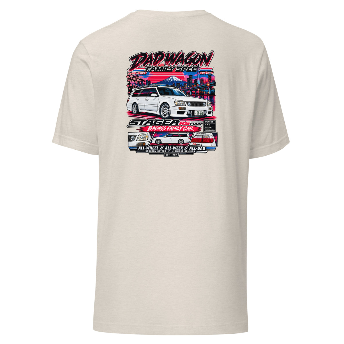 Nissan Stagea Dad Wagon Shirt – JDM RS Four Family Car Tee — back view