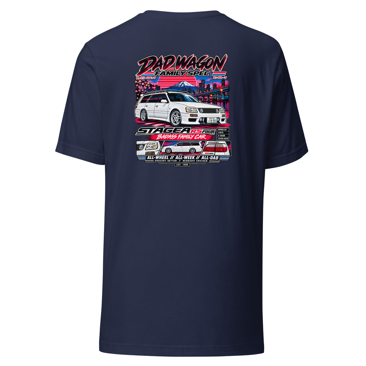 Nissan Stagea Dad Wagon Shirt – JDM RS Four Family Car Tee — back view