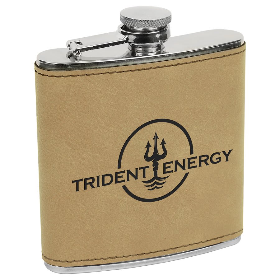 Custom Engravable Leatherette 6 oz. Flask - Stylish and Durable