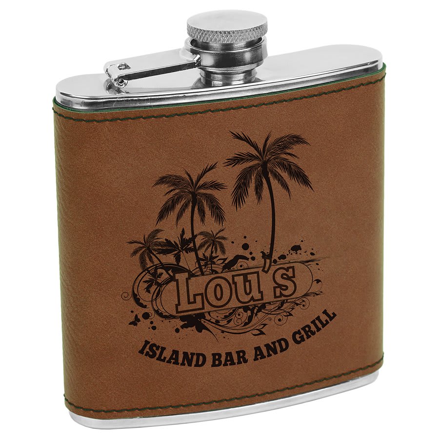 Custom Engravable Leatherette 6 oz. Flask - Stylish and Durable