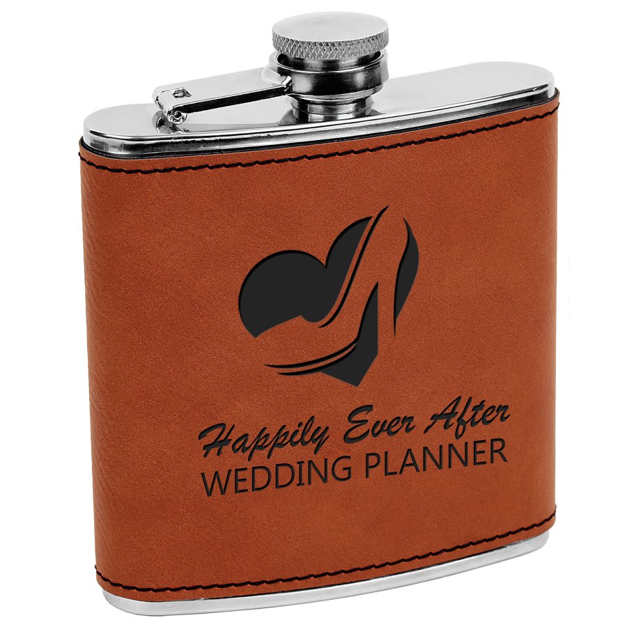 Custom Engravable Leatherette 6 oz. Flask - Stylish and Durable