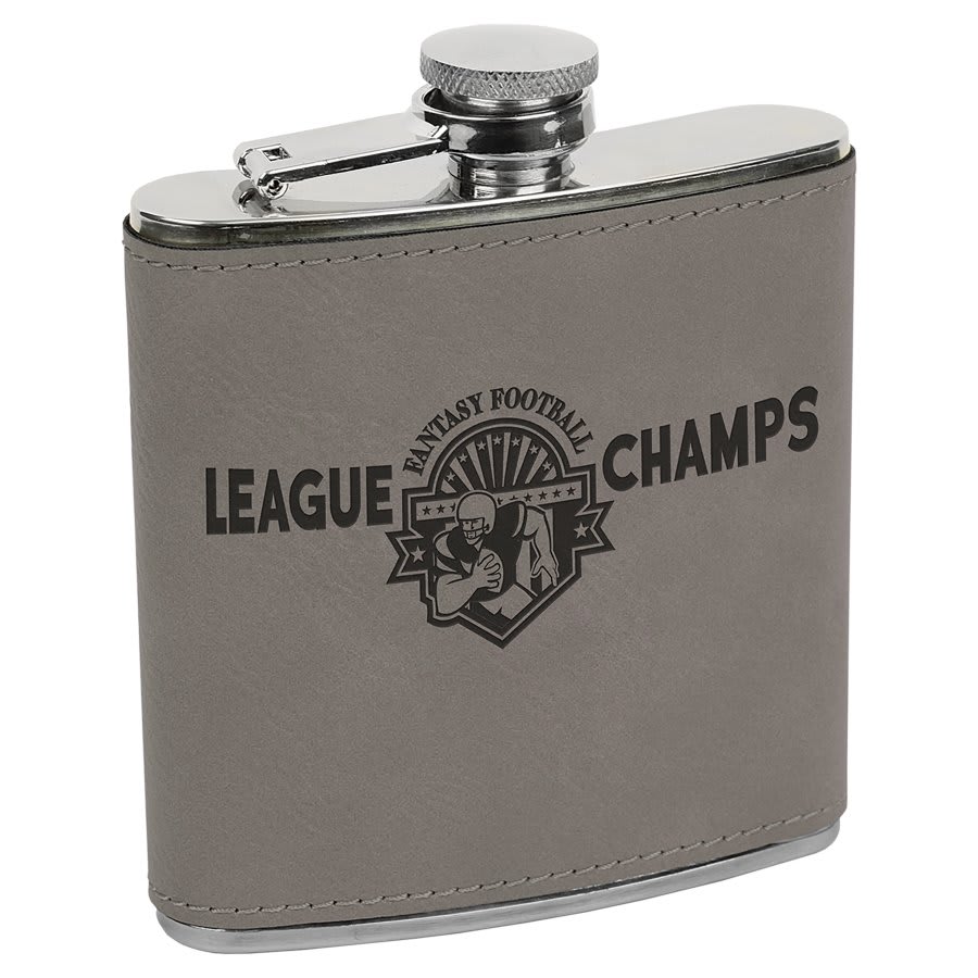 Custom Engravable Leatherette 6 oz. Flask - Stylish and Durable