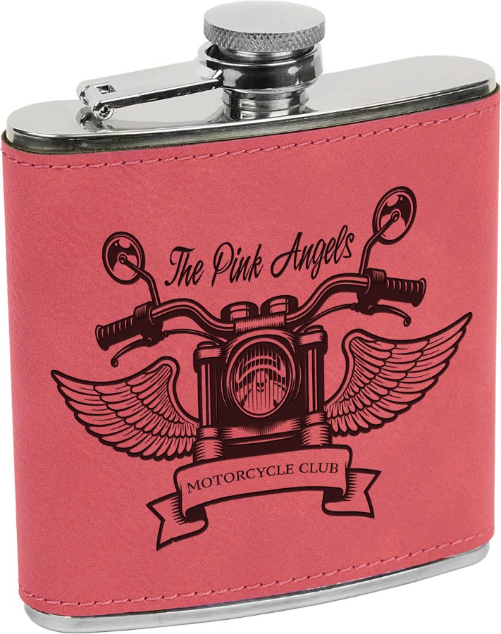 Custom Engravable Leatherette 6 oz. Flask - Stylish and Durable