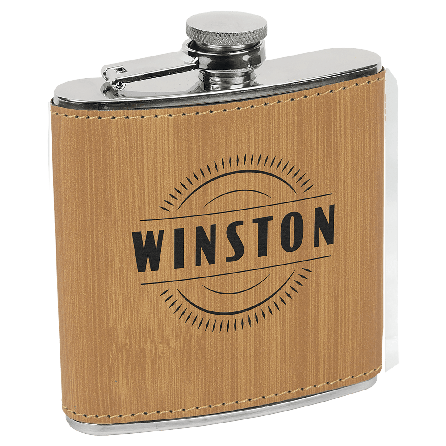 Custom Engravable Leatherette 6 oz. Flask - Stylish and Durable