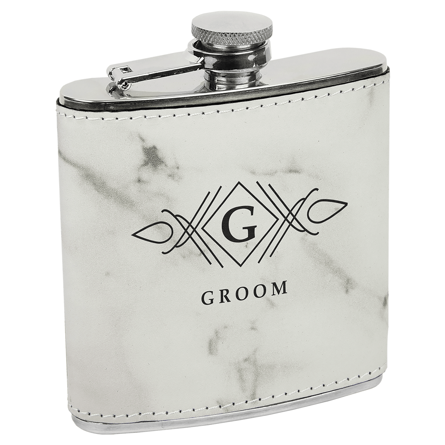 Custom Engravable Leatherette 6 oz. Flask - Stylish and Durable